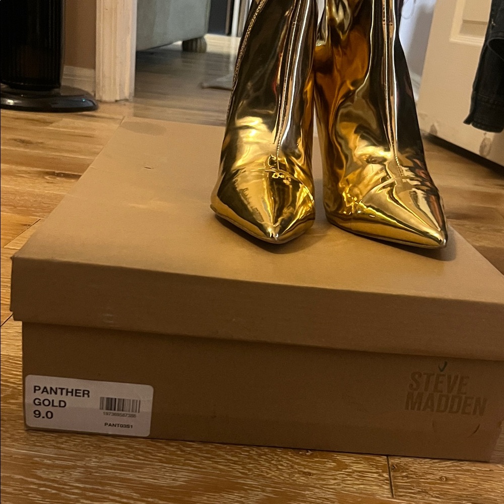 Steve Madden Panther Gold Heeled Boots